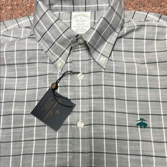 Brooks Brothers Brand New Medium Men's Green Checkered Shirt - Picture 3 of 5